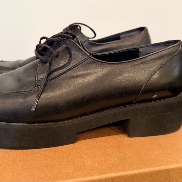Black Lace-Up Casual Leather platform Shoes - Picture 7 of 7
